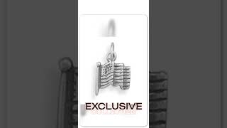 Small Oxidized American Flag Charm