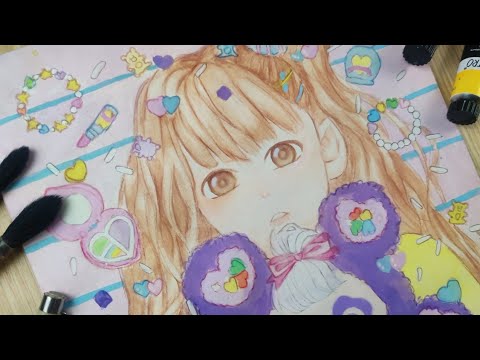 (speedpaint) cute anime girl with teddy bear / fancy suprise reference