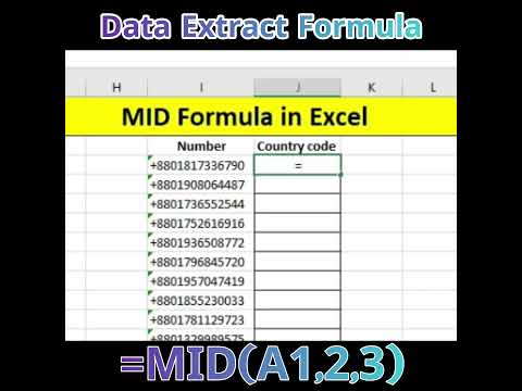 Excel Middle Data Extract | MS Excel MID Formula #dataextractor #excel #excelformula #midformula