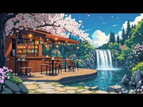 Chill by the Poetic Waterfall 🌸 Aesthetic Lofi for a Great Day ✨ Hip Hop beats for heal/relax