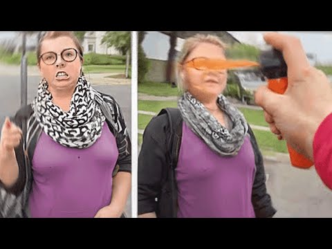 KAREN Gets PEPPER SPRAYED After Saying This.. (INSTANT KARMA)