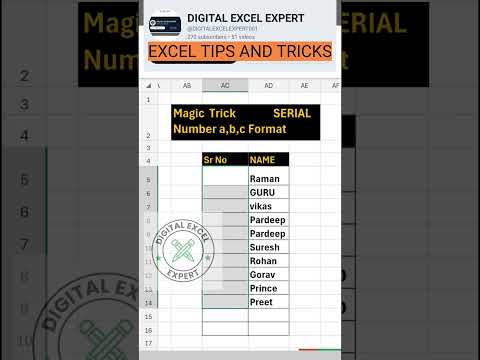 Magic Tricks Serial Number a,b,c Format | Serial Number a,b,c Format in Excel | a,b,c Serial Number