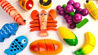 ASMR プラスチックのおもちゃから果物や野菜を切る音 - トウモロコシ、バナナ、ブドウ、オレンジを切る音