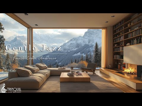 Gentle Jazz In Winter Forest | Relax Your Mind & Relieve Stress With Tranquil Jazz & Warm Fireplace