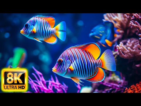 Aquarium 8K VIDEO ULTRA HD - Beautiful Relaxing Coral Reef Fish - Relaxing Sleep Meditation Music#32