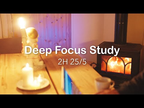 2-Hour Deep Focus Study with Me 📚 | Pomodoro 25/5 | Calm Ambient Piano Music | Cozy Lodge in Norway