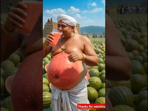 The fat farmer drinks a lot of ice cream and watermelon juice buffalo starts crying 😭 #ai #buffalo