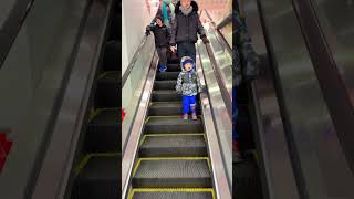 Little explorer always cool on #escalator 😂💞🚀￼