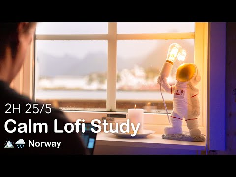 2-Hour Study with Me 📚 | Calm Lofi Hip Hop 🎵 | Pomodoro 25-5 | Rainy Day in Norway 🏔🌧