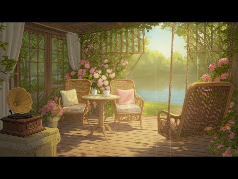 1940s Early Summer Oldies Music Playing Softly on Grandma’s Lakeside Porch at Sunrise