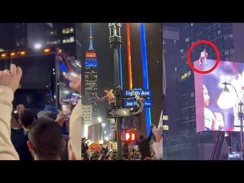 Knicks fans surround Celtics team bus and go CRAZY after advancing to ECF
