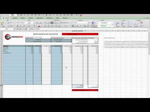 Menu and Food Costing Tool Spreadsheet - Free Download