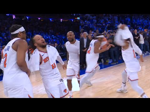 Jalen Brunson gets mad at teammates slapping him after Knicks eliminate Celtics 😂