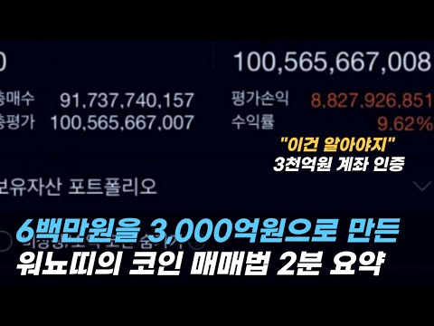 600만원을 3000억원으로 만든 워뇨띠의 코인 매매법 2분 요약