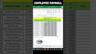 Salary sheet Employee Payroll Tricks in Excel #excelbangla #shortsfeed  #shorts #short