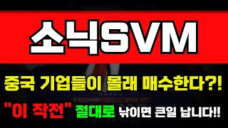[소닉SVM 코인] 중국 기업들이 몰래 매수하고 있다?! "이 작전" 절대로 낚이시면 안됩니다!!