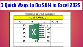 3 Quick Ways to Do SUM in Excel 2025 #ExcelTips #Excel2025 #ExcelShortcuts2025