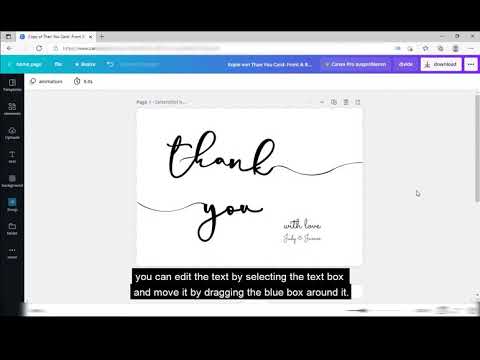 How to edit thank you card template from Etsy on Canva.com