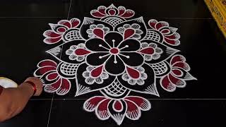 Simple and easy festival lotus kolam//ugadi muggulu //daily rangoli designs