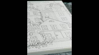 Easy house drawing🏘coloring home doodles #howtodrawhouse #howtodraw #watercolorart #sketchart #3dart