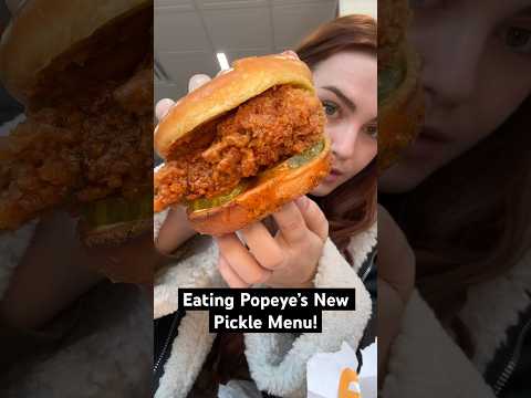Trying Popeyes new pickle menu! #foodie #shorts #popeyes #pickle #fastfood #friedchicken