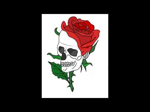 skull and rose -  digital drawing pratice - HUION Kamvas 13 - clip studio paint.