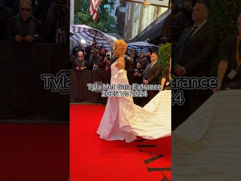 2025 Vs 2024 Met Gala Entrance, which one rocks #fashion #metball #harpersbazaar #tyla #celebrity