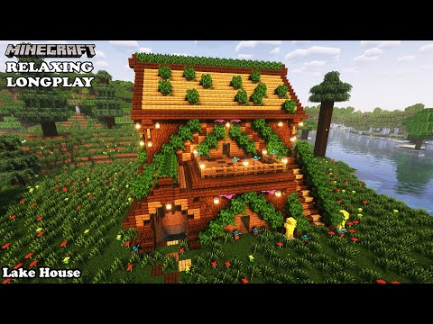 Minecraft Relaxing Longplay - Rainy Lake House - Cozy Build Lake House (No Commentary)