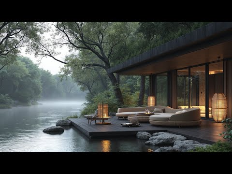 Ambient Forest River Jazz Relaxing Piano Cozy Playlist for Peaceful Study Session