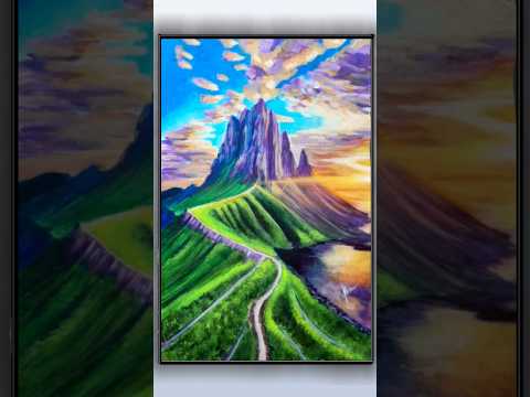 A colorful patchwork of mountain majesty captured in acrylics... mountains 🌄 🗻