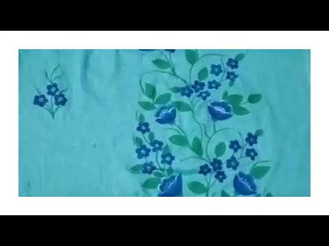 Sky Blue Dress Design With Fabric Painting