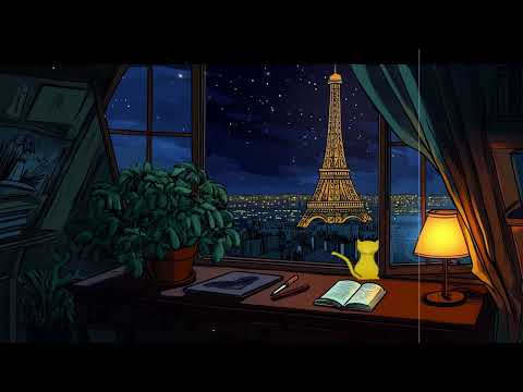1950’s cozy night with oldies playing in another room for relaxation | warm fireplace sounds