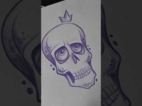 RABISCOS CAVEIRINHA CARTOON (CARTOON SKULL) #fyp #funny #art #sketch