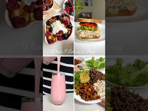 What I eat in a day😋 Link to full recipes⬆️ #whatieatinaday #healthyrecipes #highprotein