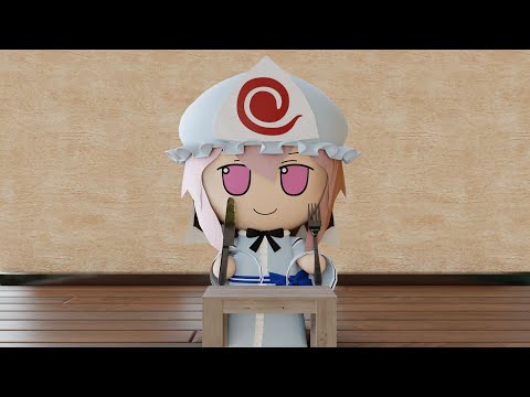 Yuyuko and the orange giver thingy 【Touhou Blender animation】