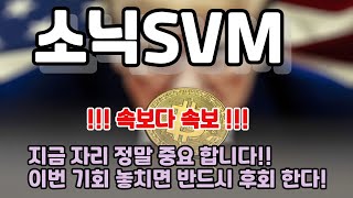 [소닉SVM 전망] 지금 자리 정말 중요 합니다!! 이번 기회 놓치면 반드시 후회 한다!
