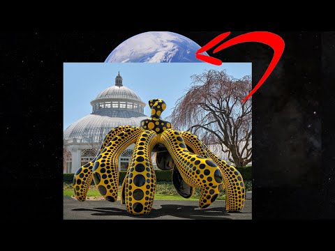 I found yayoi kusama’s ‘cosmic nature’ sculpture on google earth#googleearth #google #discoverearth