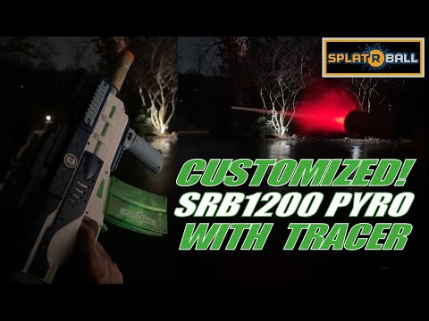 DEMO - Custom! SPLATRBALL SRB 1200 PYRO (TOY) with TRACER!! Gel Ball Blaster - UV Glow Gels