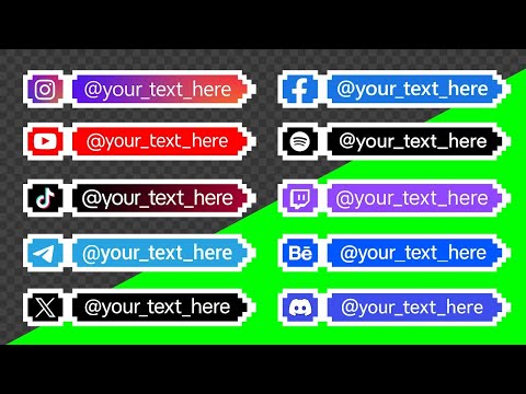 Social Media lower third with your text | Pixel animation | green screen, transparent background
