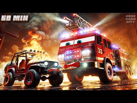 Epic Fire Truck Rescues in Hero Cars City - 60 Min Compilation of Action-Packed Episodes!