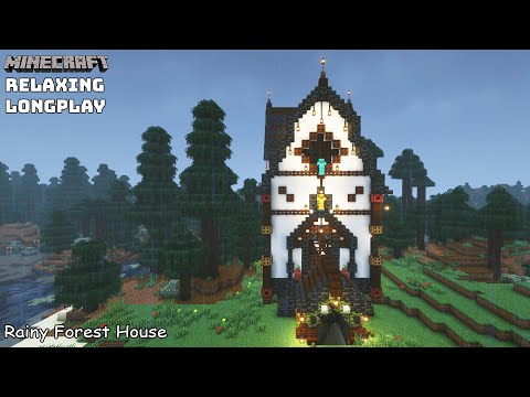 Minecraft Relaxing Longplay Rainy - Forest House - Cozy Cottage House (No Commentary )1.20