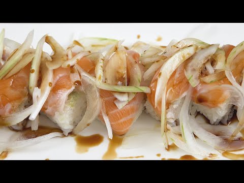 rolled salmon sushi