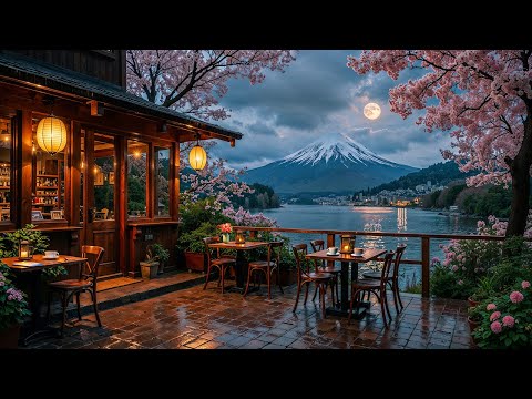 Moonlit Sakura Café Jazz ☕ Calm Jazz Music & Romantic Bossa Nova for Deep Relaxation